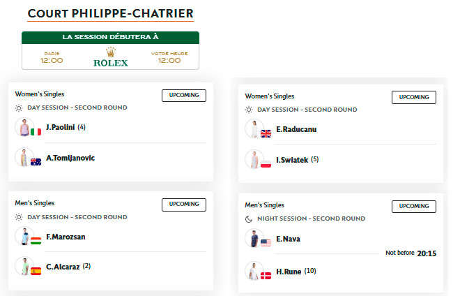 court philippe chatrier miercoles 28 mayo 2025