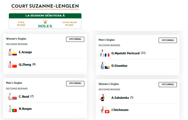 court suzanne lenglen miercoles 28 mayo 2025